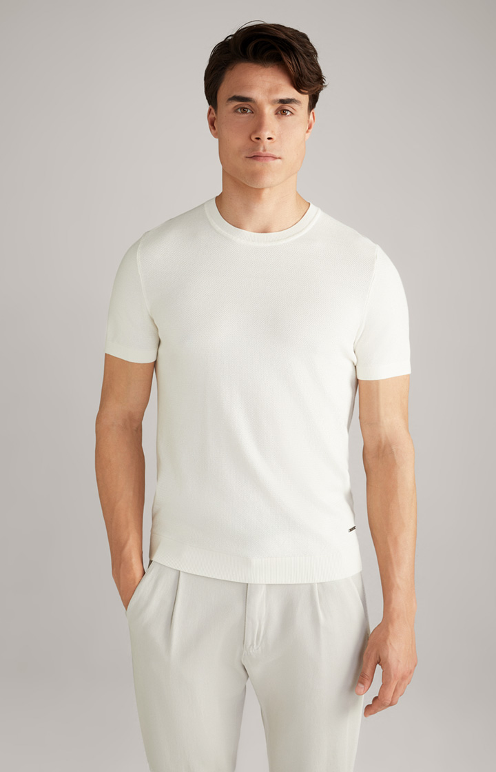 Baumwoll-Viskose-T-Shirt Valdrino in Offwhite