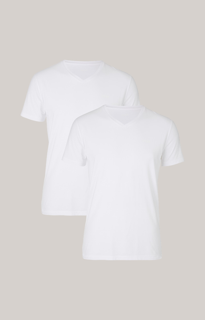 2er-Pack Modal-Baumwoll-Stretch T-Shirts in Weiss