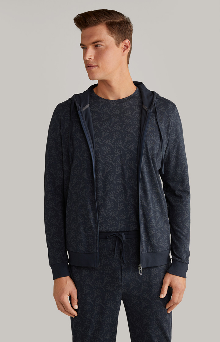 Loungewear Hoodie Sweatshirt Jacket in Dark Blue