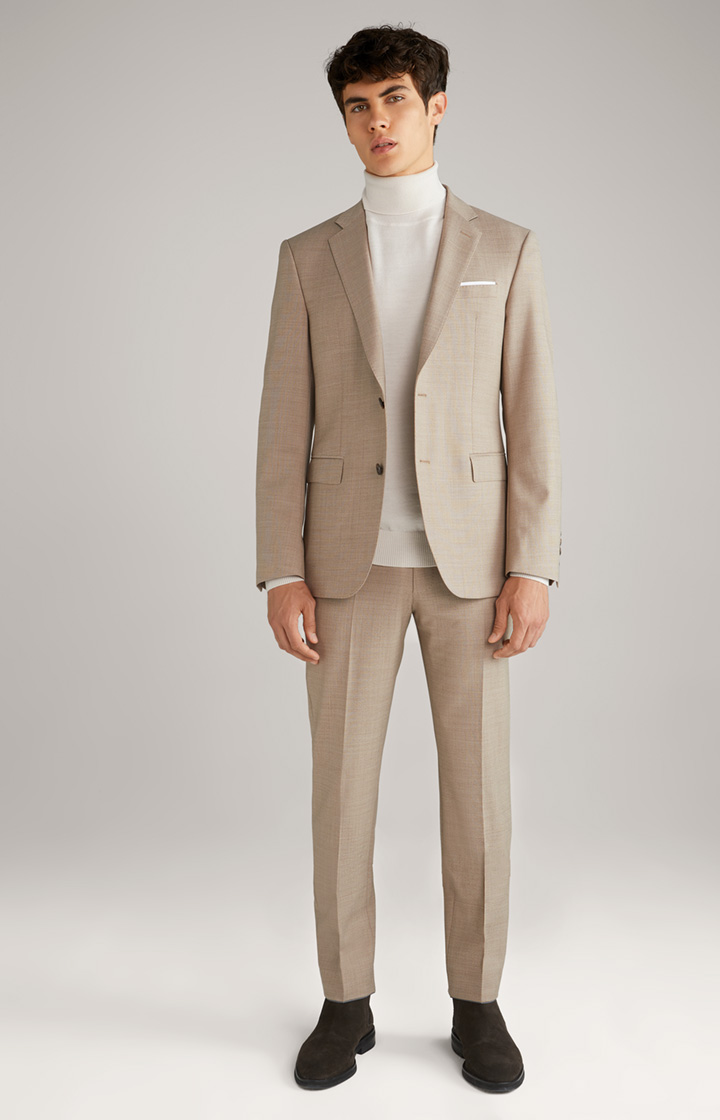 Louis Slim Fit Pointed Collared Beige Combination Suit – MCR TAILOR