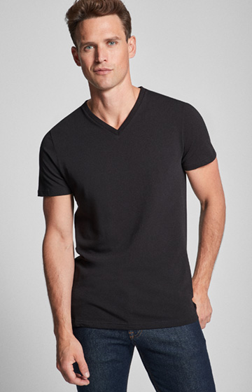 2er-Pack T-Shirt mit V-Ausschnitt in Schwarz