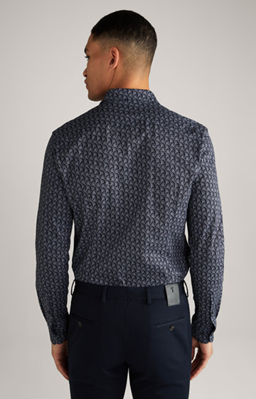Pit Cotton Shirt in patterned Dark Blue/White