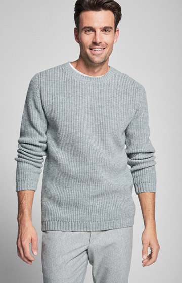 Strickpullover Ned in Hellgrau meliert