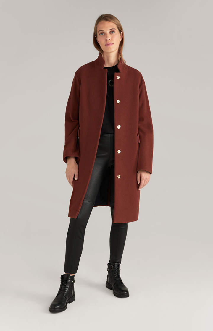 Wool Blend Coat in Red/Brown