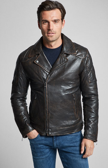 Lederjacke Bhodi in Schwarz