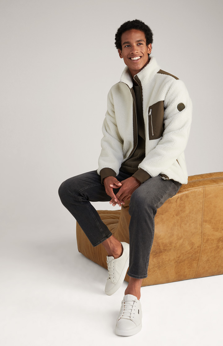 Teddy Fur Jacket in Off-white/Khaki