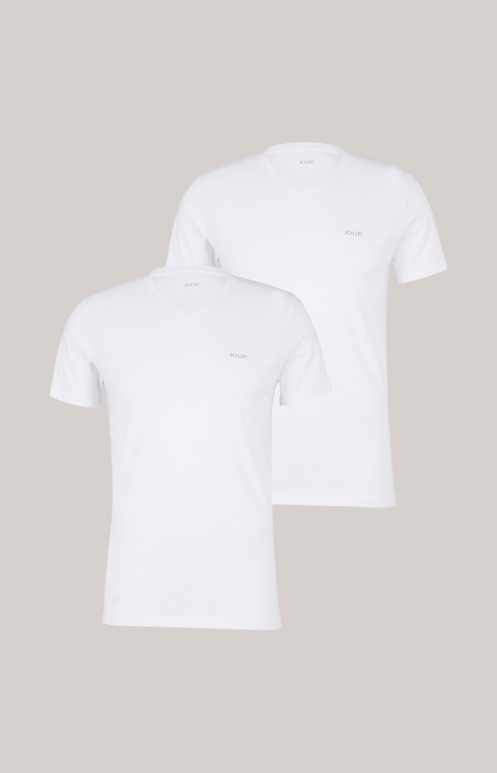 2er-Pack Feiner Stretch T-Shirts in Weiß