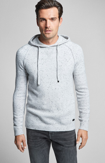 Woll-Hoodie Dakotah in Hellgrau meliert