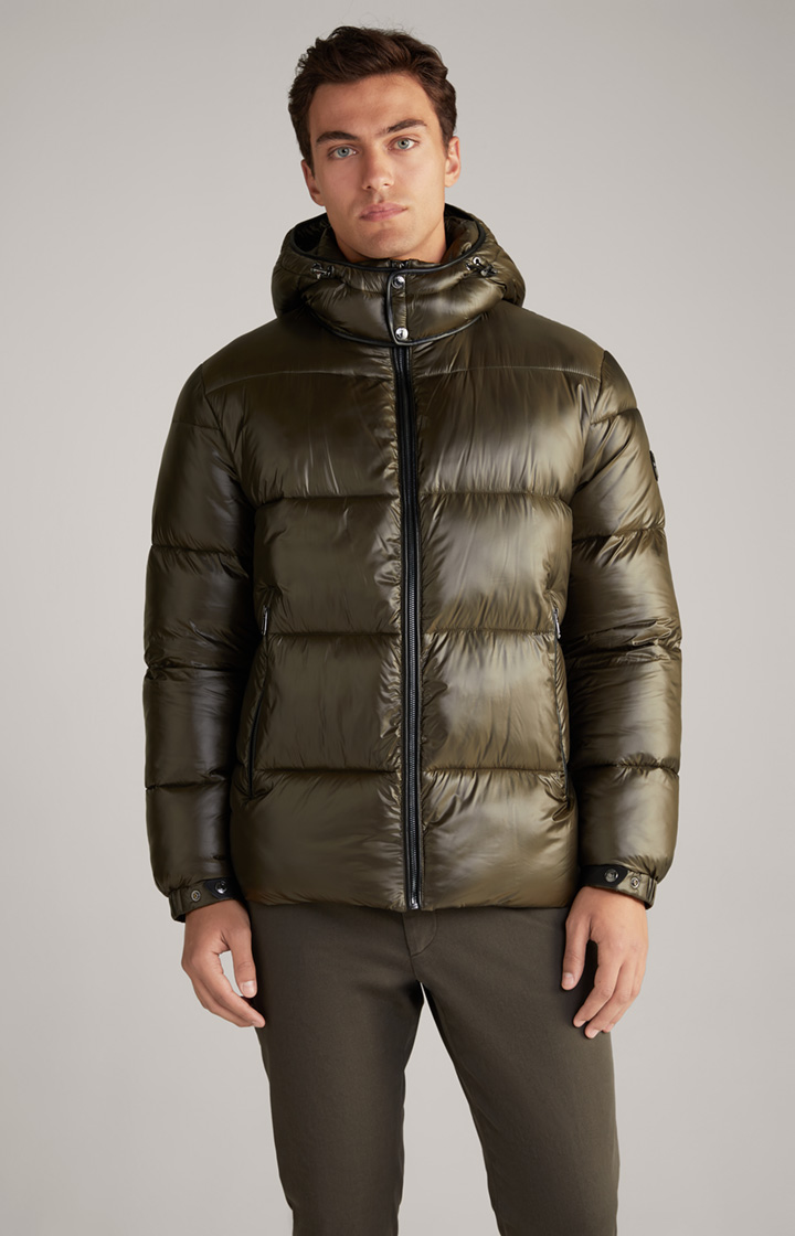 Ambro Quilted Jacket with Hood in Dark Green