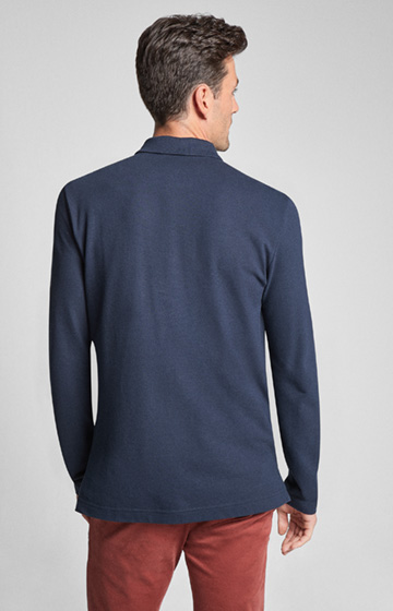Langarm-Poloshirt Priamo in Navy