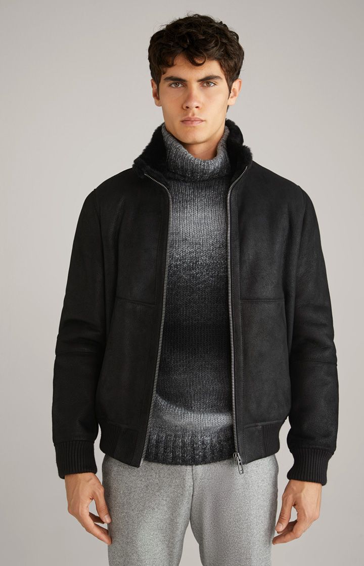 Baren Shearling Leather Jacket in Black