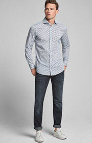 Hemd Pajos - bügelleicht - in Blau/Weiß gemustert