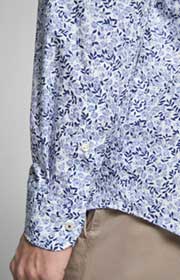 Hemd Mika - bügelleicht - in Navy/Weiß gemustert