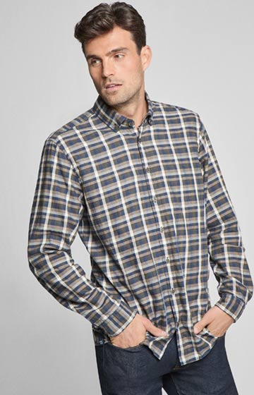 Flanell-Hemd Heli in Navy/Oliv gemustert