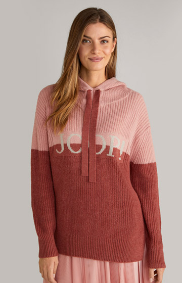 Knitted Hoodie in Dark Rosé/Rust