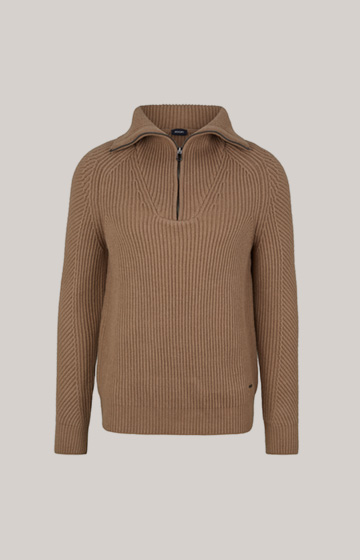 Sweter z mieszanki wełny Brunor w kolorze jasnobrązowym