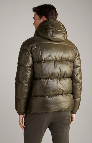 Ambro Quilted Jacket with Hood in Dark Green