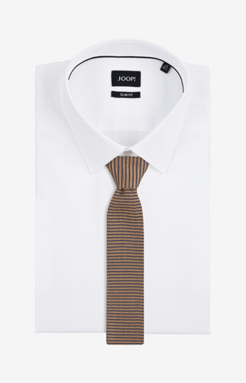 Seiden-Strickkrawatte in Gold-Beige/Navy