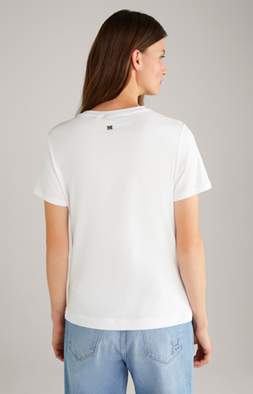 Baumwollstretch-T-Shirt in Weiß