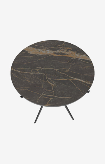 Stolik JOOP! CURVES z ceramicznym blatem o wyglądzie marmuru, 45 x 47 cm, w kolorze czarnym