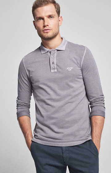 Langarm-Polo-Shirt Ambrosio in Graphit