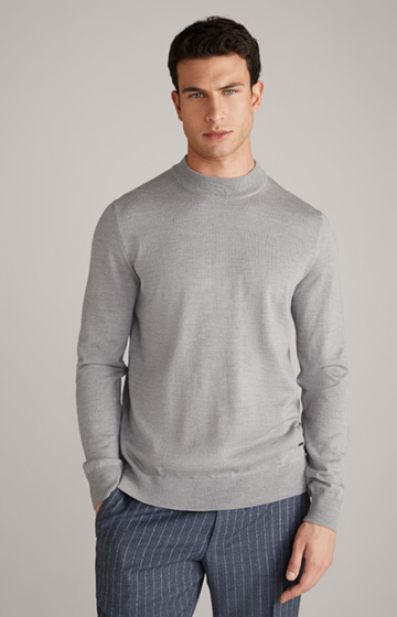 Davide Merino Wool Pullover in Grey Marl
