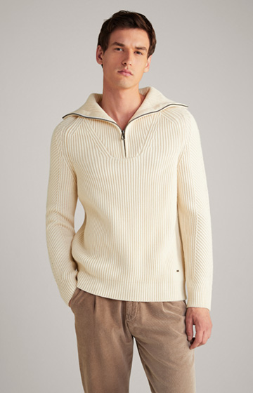Sweter Brunor z mieszanki wełny w kolorze złamanej bieli