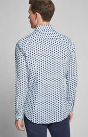 Hemd Panko - bügelleicht - in Weiß/Blau gemustert