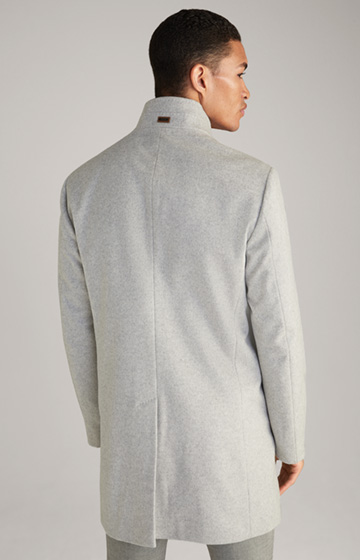 Maron Cashmere Blend Coat in Light Grey Flecked