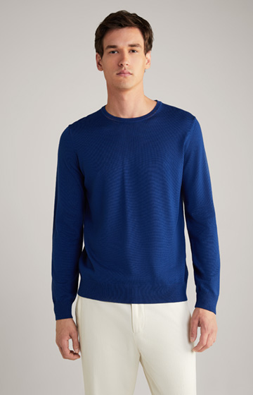 Sweter Denny z wełny merino w kolorze królewskiego błękitu