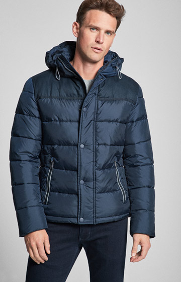 Daunen-Steppjacke Junior mit Kapuze in Dark Navy