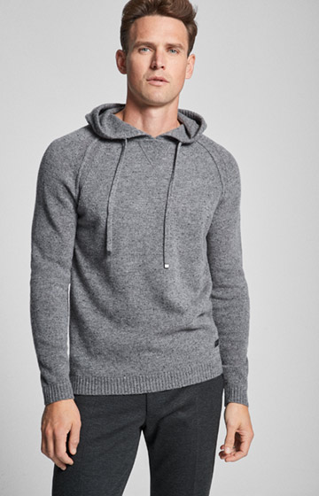 Woll-Hoodie Dakotah in Grau meliert