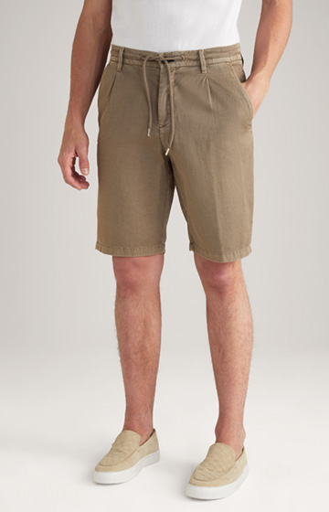 Leinenmix-Shorts in Braun