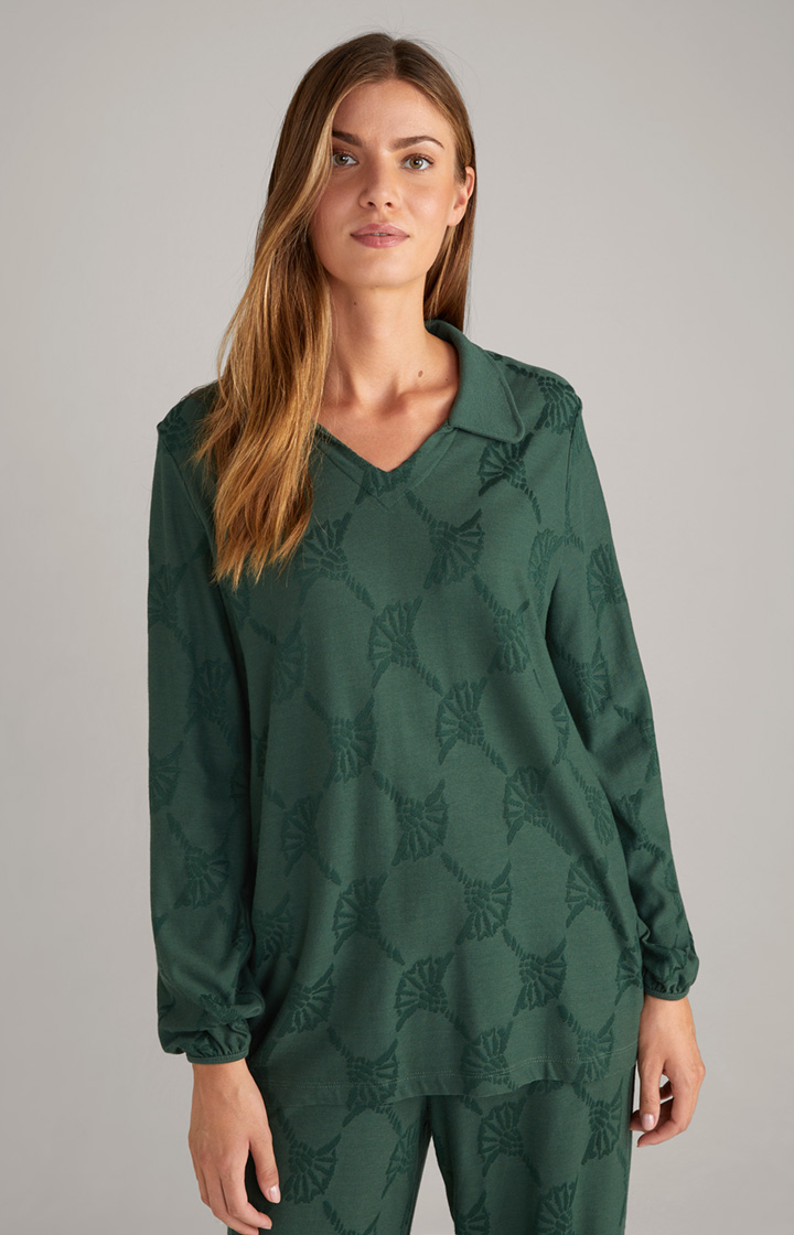 Long Sleeve Loungewear Top in Dark Green