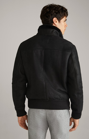 Baren Shearling Leather Jacket in Black