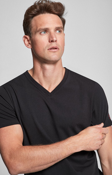 2er-Pack T-Shirt mit V-Ausschnitt in Schwarz