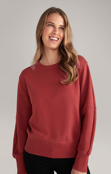 Cotton Blend Sweatshirt in Dark Red