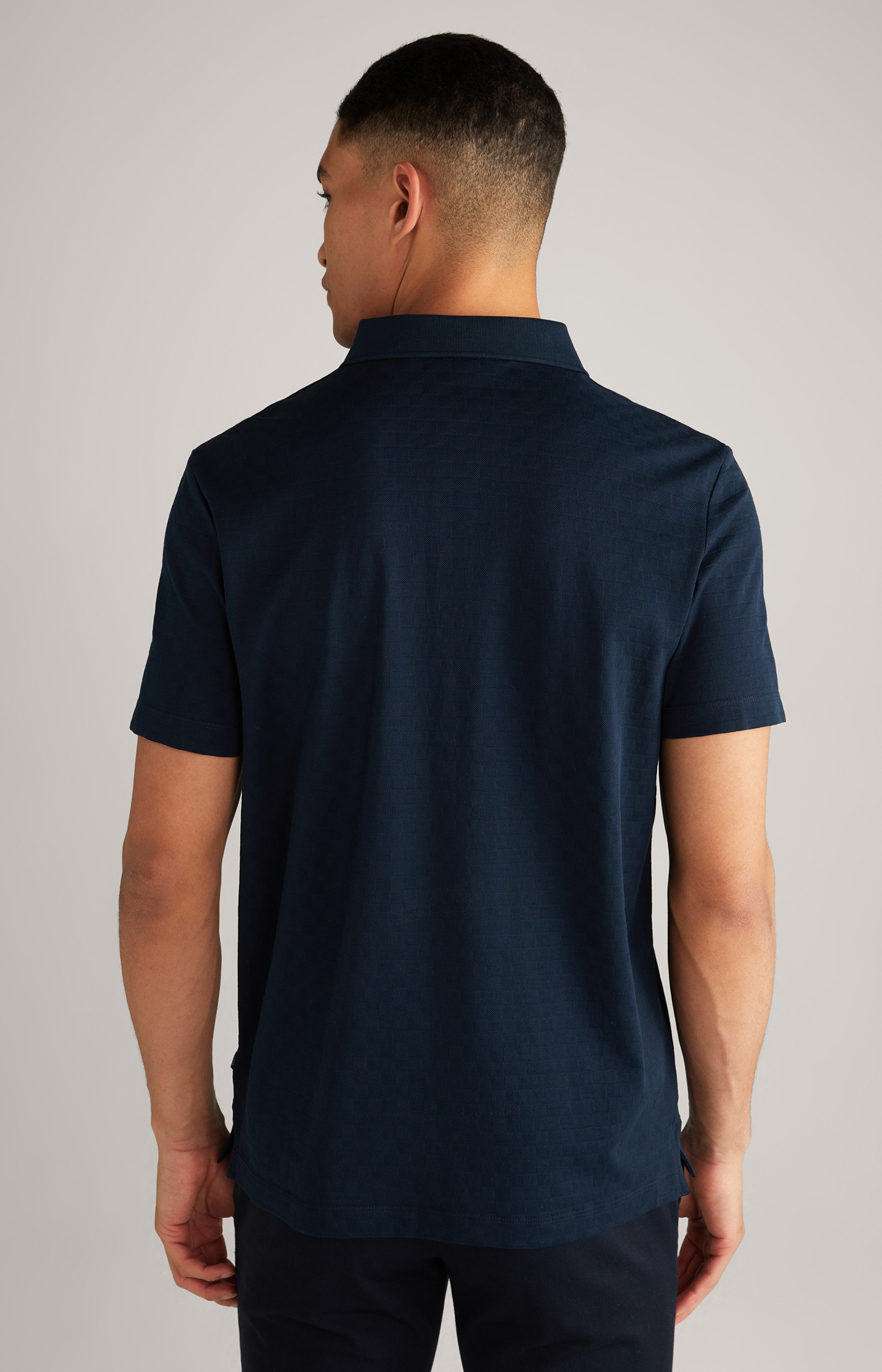 Plain navy blue polo shirt outlet back