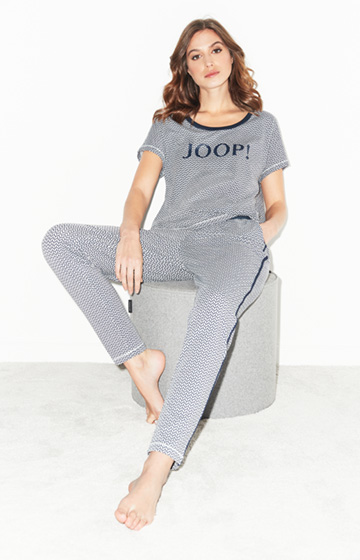 Jersey-Hose in Navy-Hellgrau gemustert