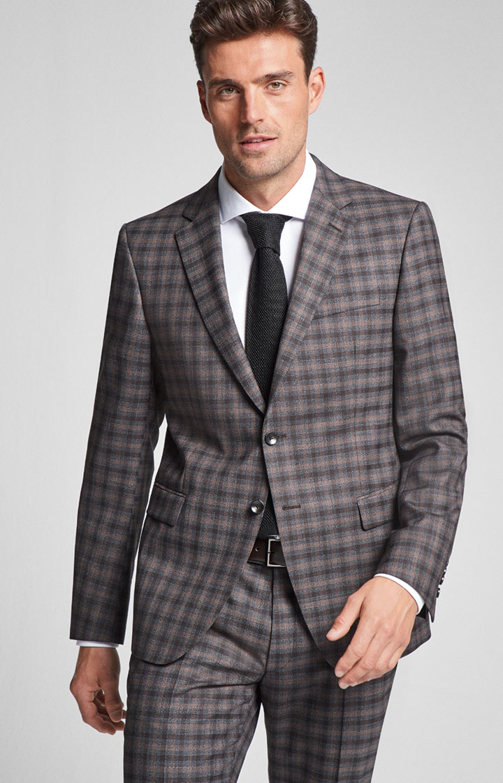 Baukasten-Sakko Herby in Braun/Grau kariert