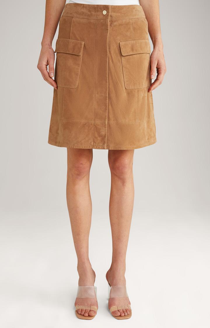 Leather skirt in camel