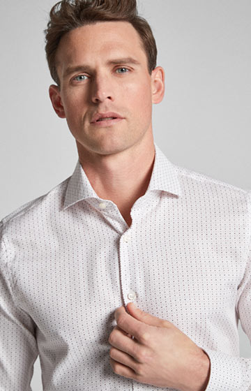 Hemd Panko - bügelleicht - in Weiß/Bordeaux gemustert