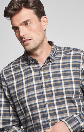 Flanell-Hemd Heli in Navy/Oliv gemustert