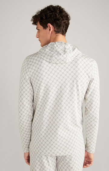 Loungewear Sweatjacke in Offwhite/Grau gemustert