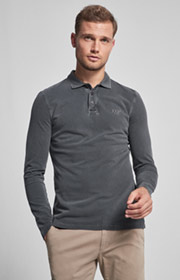 Langarm-Polo-Shirt Ambrosio in Schwarz