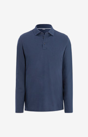 Langarm-Poloshirt Priamo in Navy 