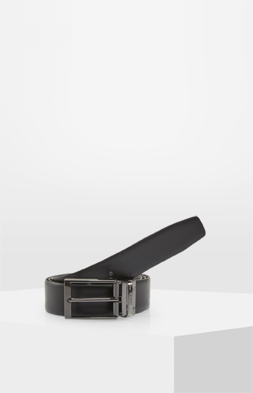 Wende-Ledergürtel in Schwarz