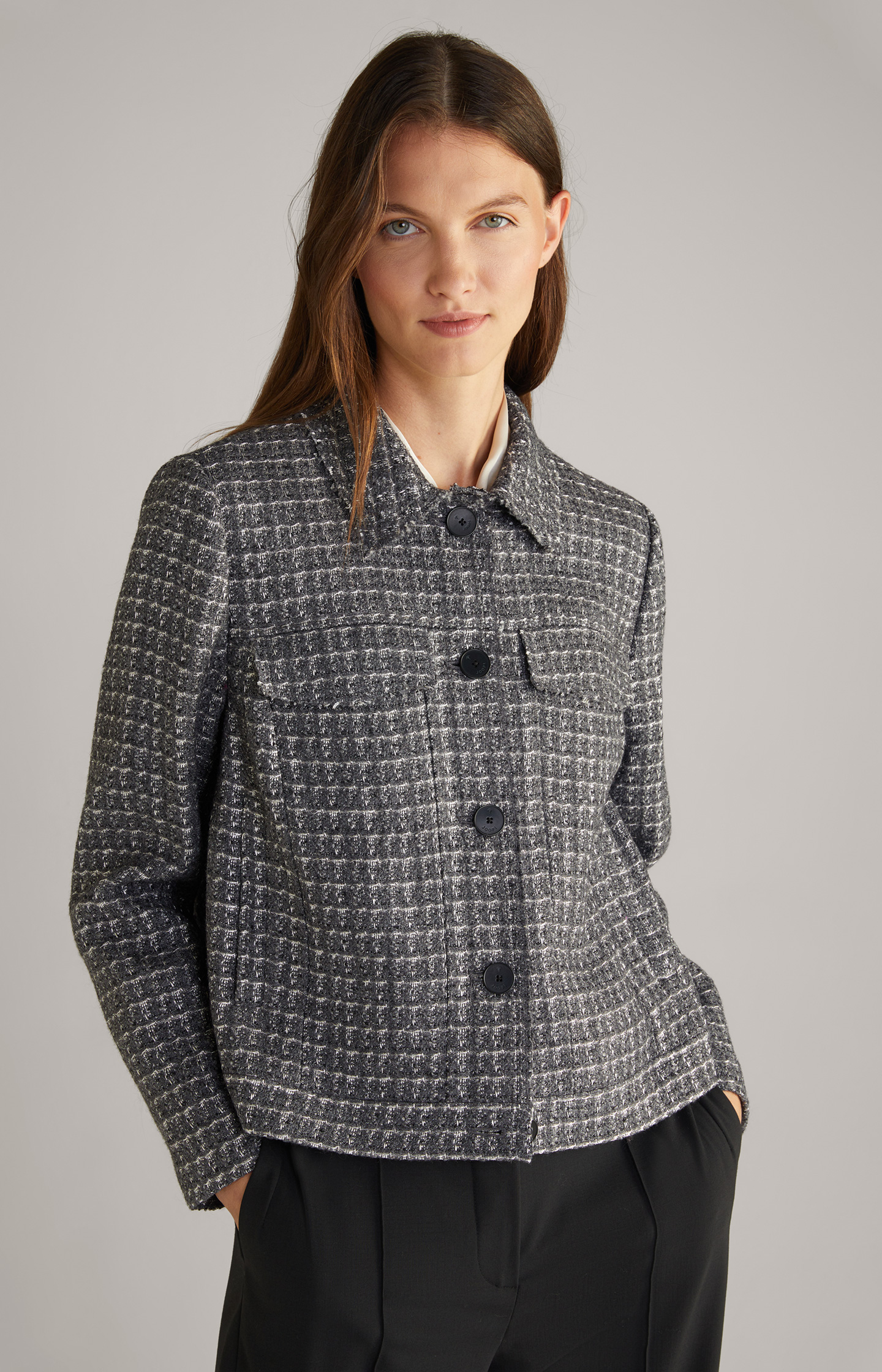 Grey tweed jacket on sale womens