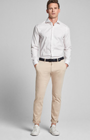 Hemd Panko - bügelleicht - in Weiß/Bordeaux gemustert