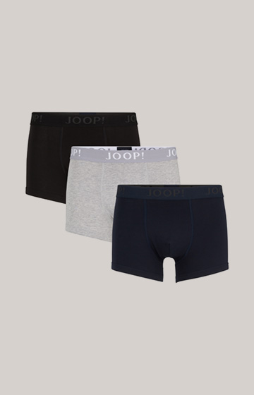 3-Pack of Fine Cotton Stretch Boxers in Black/Navy/Grey Flecked